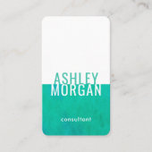 エレガントな水彩モダンミニマリストターコイズブルー縦型 名刺 (正面)