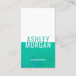 エレガントな水彩モダンミニマリストターコイズブルー縦型 名刺