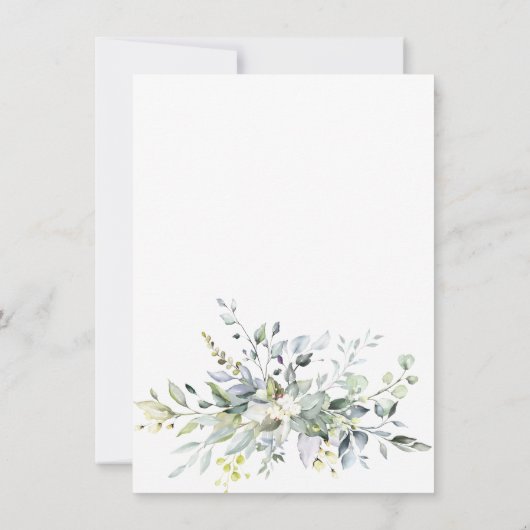 エレガントな水彩ユーカリグリーンウェディング セーブザデート (裏面)