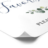 エレガントな水彩ユーカリプスのウェディングギフトサイン ポスター (角)