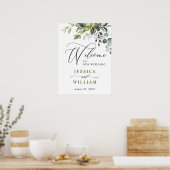 エレガントな水彩ユーカリ結婚式ウェルカム ポスター (キッチン)