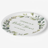 エレガントな水彩ユーカリ ブライダルシャワー ペーパープレート (アングル)