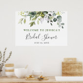 エレガントな水彩ユーカリ ブライダルシャワー ポスター (キッチン)