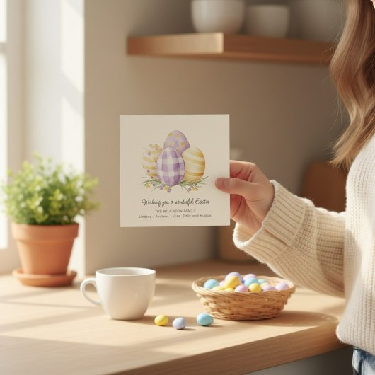 エレガントな水彩ラベンダーイースターグリーティングカード 招待状