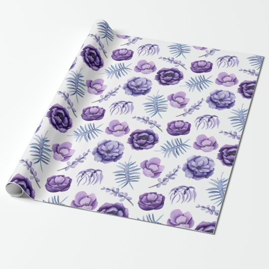 エレガントな水彩ラベンダー花のウェディングラッピングペーパー ラッピングペーパー (アンロールド)