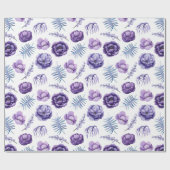 エレガントな水彩ラベンダー花のウェディングラッピング ラッピングペーパー (フラット)