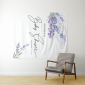 エレガントな水彩ラベンダー花のベイビーシャワー タペストリー (インサイチュ(横))