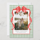 エレガントな水彩リボンギンガム シーズンカード (正面)