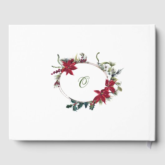 エレガントな水彩レッドポインセチア ブライダルシャワー ゲストブック (裏面)