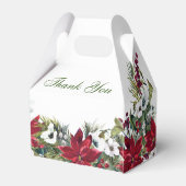 エレガントな水彩レッドポインセチア ブライダルシャワー フェイバーボックス (裏面サイド)