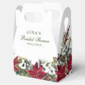 エレガントな水彩レッドポインセチア ブライダルシャワー フェイバーボックス (オープン)