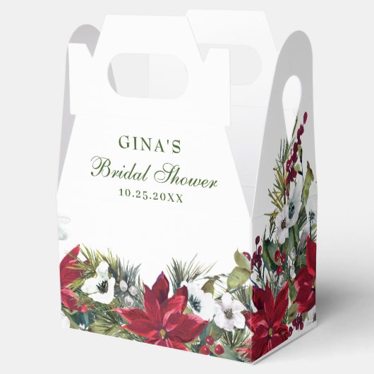 エレガントな水彩レッドポインセチア ブライダルシャワー フェイバーボックス (オープン)
