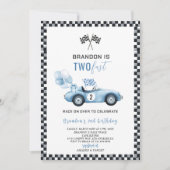 エレガントな水彩レースカー2歳誕生日パーティー 招待状 (正面)