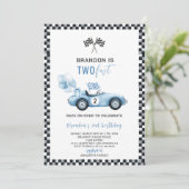 エレガントな水彩レースカー2歳誕生日パーティー 招待状 (スタンド正面)