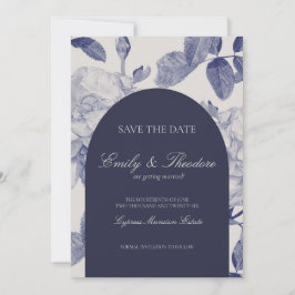 エレガントな水彩ローズの結婚式 Save the Date 招待状