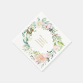 エレガントな水彩ローズの花ガーランド スタンダードカクテルナプキン (角)
