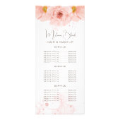 エレガントな水彩ローズゴールドの花の価格表 ラックカード (正面)