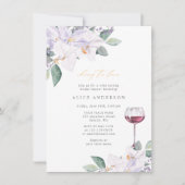 エレガントな水彩ワインチェック ブライズシャワー 招待状 (正面)