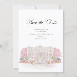 エレガントな水彩ヴィラの結婚式のSave the Date 招待状