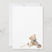 エレガントな水彩ヴィンテージのチェック柄テディベアの赤ちゃん 招待状 (裏面)