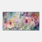 エレガントな水彩ヴィンテージ花柄パターン デスクマット (正面)