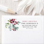 エレガントな水彩冬の緑の差出人住所 ラベル (インサイチュ)