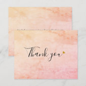 エレガントな水彩大理石スクリプト ゴールドハート サンキューカード (正面/裏面)