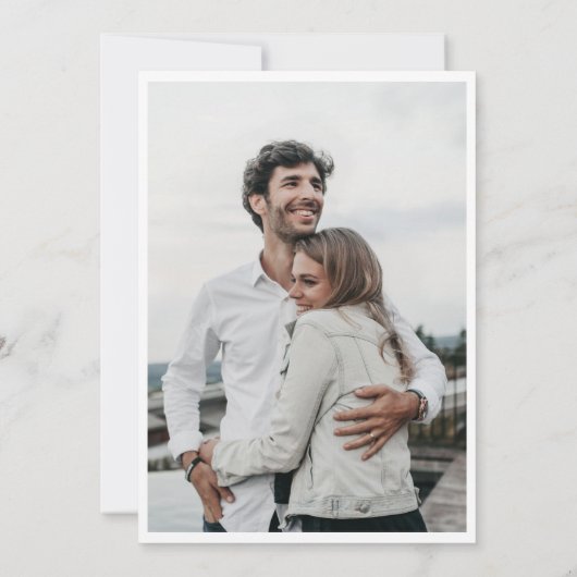 エレガントな水彩山々と森のウェディングフォト セーブザデート (裏面)