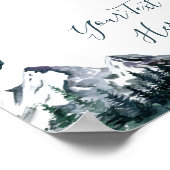 エレガントな水彩山々森林風景 ポスター (角)