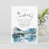 エレガントな水彩山と森のウェディング 招待状 (スタンド正面)