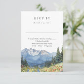 エレガントな水彩山のワイルドフラワーウェディング 出欠カード (スタンド正面)