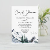 エレガントな水彩山夫婦シャワー 招待状 (スタンド正面)