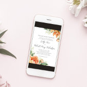 エレガントな水彩桃の花のウェディングフラワーリング 招待状