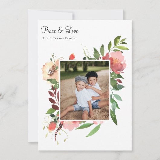 エレガントな水彩植物花写真 シーズンカード (正面)