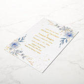 エレガントな水彩淡い青の植物学的なウェディング 箔招待状 (回転した状態)