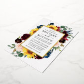 エレガントな水彩混合花のウェディングゴールド 箔招待状 (回転した状態)