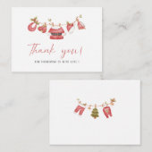 エレガントな水彩画が可愛らしいサンタベイビー  ベイビーシャワー ノートカード (正面/裏面)