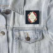 エレガントな水彩画によっては|の金ゴールドフレームの結婚式が開花します 缶バッジ (インサイチュ)