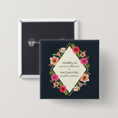 エレガントな水彩画によっては|の金ゴールドフレームの結婚式が開花します 缶バッジ (正面&裏面)