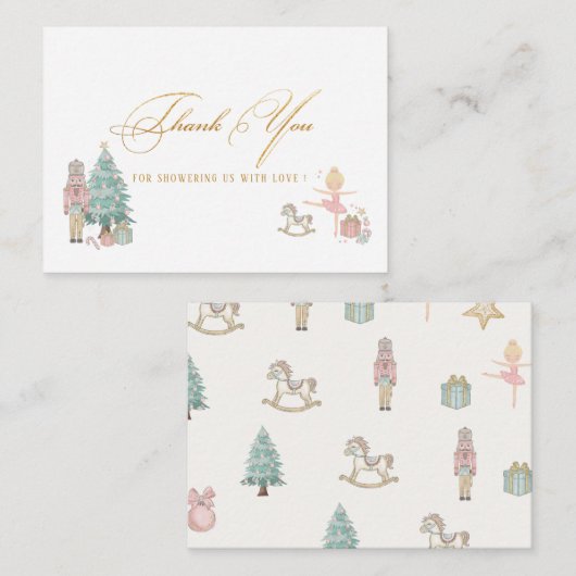 エレガントな水彩画のくるみ割り人形バレエの感謝のメッセージ ノートカード (正面/裏面)