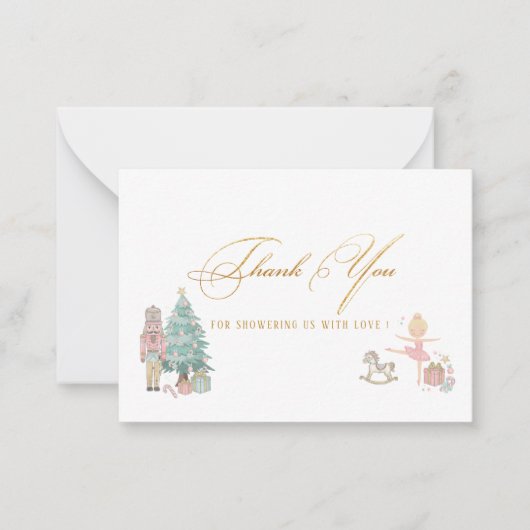 エレガントな水彩画のくるみ割り人形バレエの感謝のメッセージ ノートカード (正面)