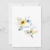 エレガントな水彩画のひまわりとユーカリのウェディング 招待状 (裏面)