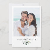 エレガントな水彩画のひまわりとユーカリの結婚式 セーブザデート (裏面)