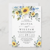 エレガントな水彩画のひまわりとユーカリの結婚式 招待状 (正面)