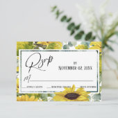エレガントな水彩画のひまわり & ユーカリ 出欠カード (スタンド正面)