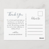 エレガントな水彩画のほのかな青の葉の感謝 ポストカード (裏面)