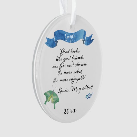 エレガントな水彩画のよい本のよい友人 オーナメント (正面)