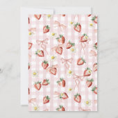 エレガントな水彩画のイチゴの女の子 1歳の誕生日 招待状 (裏面)