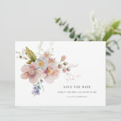 エレガントな水彩画のウェディング フラワーの結婚式の招待状を保存する セーブザデート (スタンド正面)