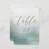 エレガントな水彩画のオシャレな結婚式 テーブルナンバー 海をイメージして 招待状 (正面/裏面)